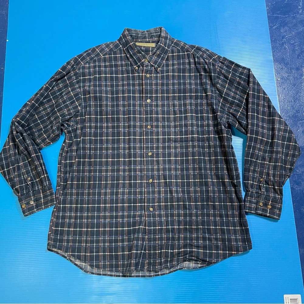 NATURAL LIFE Navy and White Plaid Button Down Shirt